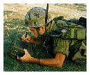 Soldier communicating on the ground